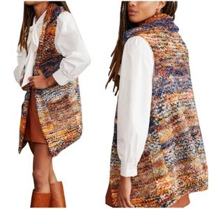 Pilcro Spacedye Sweater Vest Size XS In Orange Motif